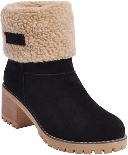 warm square heel snow boots