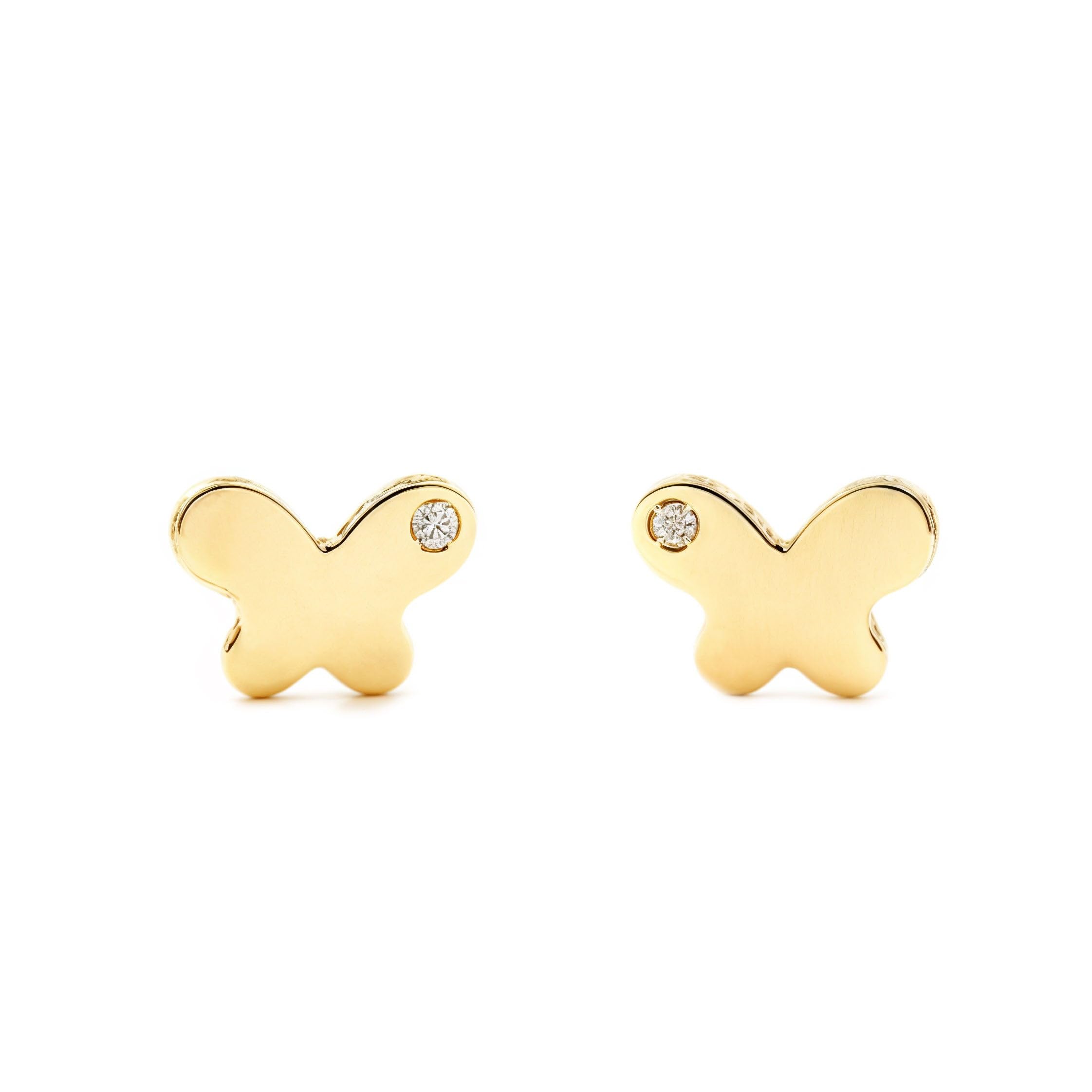 9ct Yellow Gold butterfly Children's Earrings