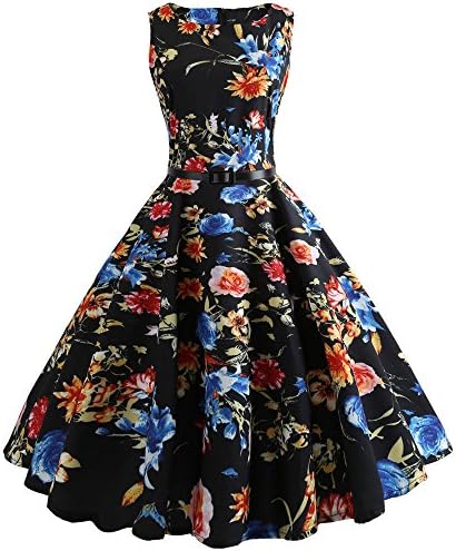 Women Summer Dress,Women Vintage Bodycon Sleeveless Dress Retro Casual Evening Party Prom Swing Dress 2019