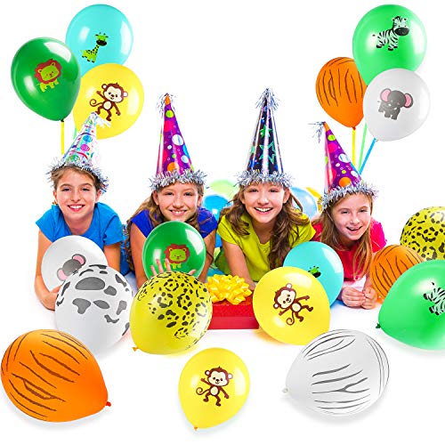 MALLMALL6 93Pcs Safari Animal Balloons Jungle Theme Birthday Party Supplies Decorations Forest Zoo Animals Latex Balloon Party Favor Wildlife Helium Balloon Bunch Baby Shower Room Decor for Kids