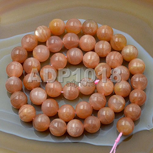 AD Beads Natural Gemstones 8mm Round Loose Beads 15'' ~ 16'' Pick Stone (Smooth Sunstone)
