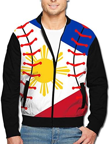 Mens Classic Jackets, Philippines Flag Baseball Softball Casual Outdoor Coat Active Jacket