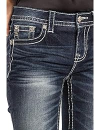 Pantalones vaqueros con diseño de cruz en cruz con bordado de rayas