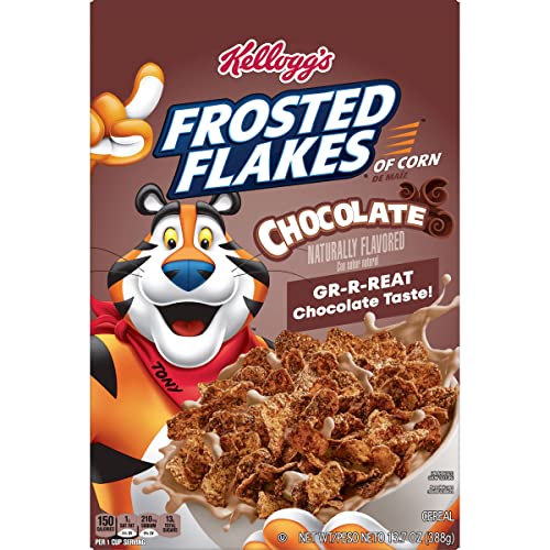 Kellogg's Frosted Flakes Cold Breakfast Cereal, 8 Vitamins And Minerals, Kids Snacks, Chocolate