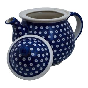 Polish Pottery Boleslawiec Big Teapot, 1.7L in TADPOLE pattern