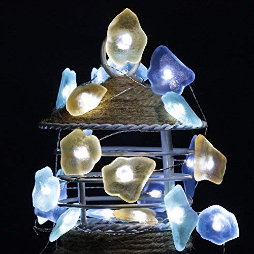 Impress Life Decorative String Lights, Sea Glass Festive Beach Themed 10 ft 40 LEDs Battery&USB Cord Operated Eco-Friendly with Multi-Function Remote for Tent Wedding Nursery Bedroom Party Ornament