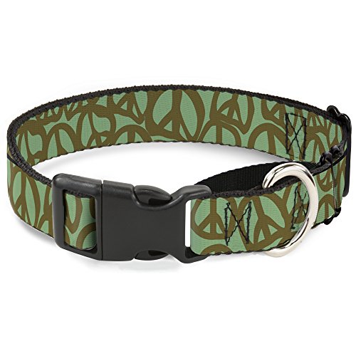 Buckle-Down Peace Sage/Olive Martingale Dog Collar, 1.5" Wide-Fits 16-23" Neck-…