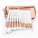 Summifit 15 Pcs Makeup Brushes with Zipper Bag Powder Foundation Contour Blending Eyeshadow Concealer Bronzer Lip Toiletry Kit (White Rose Gold)