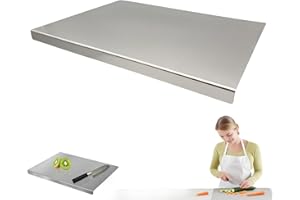 Stainless Steel Cutting Board with Lip, Extra Large Metal Chopping Board for Kitchen Food Prep, Heavy Duty Non Slip Meat Vege