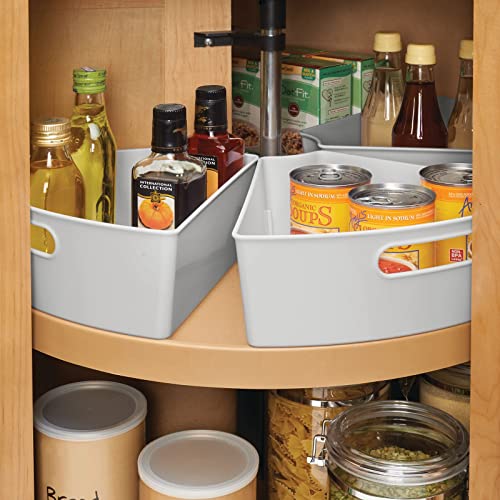 mDesign Kitchen Plastic Lazy Susan Storage Organizer Bins with