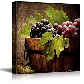 Square Canvas Wall Art - Grapes in a Wooden Barrel Winery Concept - Giclee Print Gallery Wrap Modern Home Art Ready to Hang - 12x12 inches
