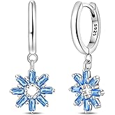 Silver Small Dangle Hoop Earrings,Huggie Hoop Earrings for Women with 5A Cubic Zirconia Gift for Her