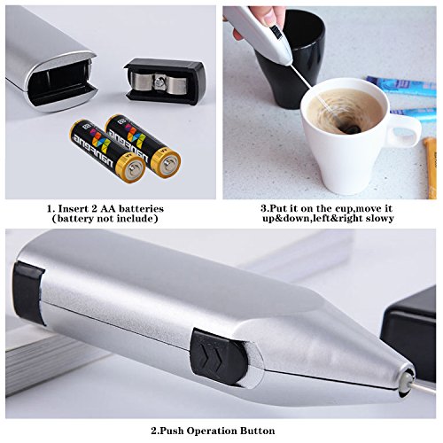 image for Suntak Milk Frother Handheld Battery Operated Electric Foam Maker For 