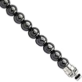 925 Sterling Silver Reflections 8mm Hematite Beaded Bracelet Link Bracelet for Women