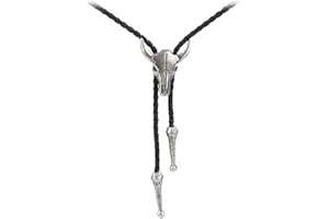 AZORA Western Cowboy Bolo Tie Men Leather Necktie Rope Cord Bull Skull Bola Tie for Women