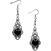 Gothic Vintage Dangle Earrings for Women - Black Crystal Teardrop Drop Earrings, Retro Jewelry for Wedding, Party, and Halloween Gifts