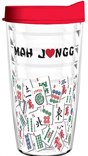 Tumbler 16 oz - Mah Jongg Tile Design Tritan USA Drinkware (4 Asst 16oz Tumblers and Bowl)