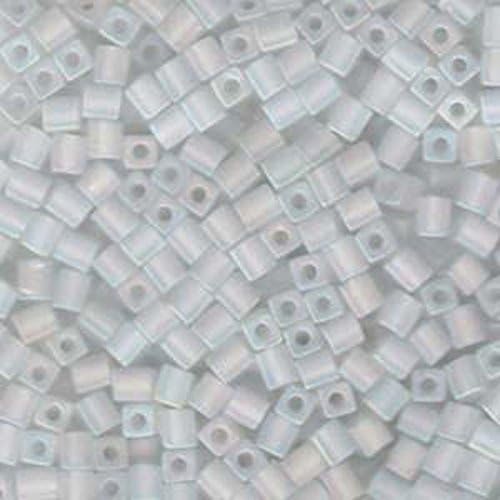 20Gr Clear Ab Frosted Miyuki 4mm Square Cube Glass Seed Beads 2