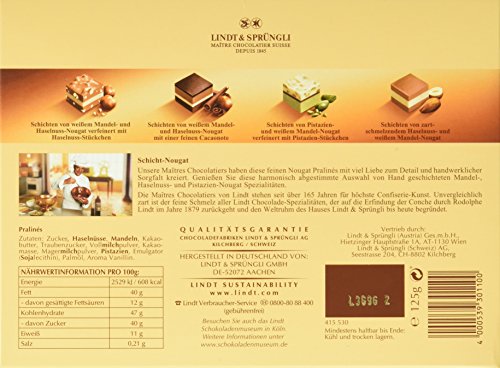 Lindt Schokolade - Schicht Pralinen | 125 g | Pralinés-Schachtel mit 12 von Hand geschichteten Mandel-, Haselnuss- und Pistazien-Nougat Spezialitäten | Pralinengeschenk | Schokoladengeschenk – Bild 3