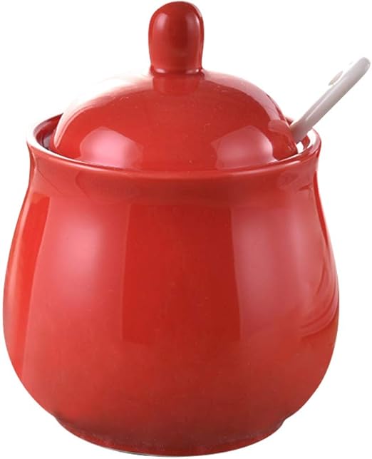 Ceramics Sugar Bowl Spice Jar with Lid and Spoon Seasoning