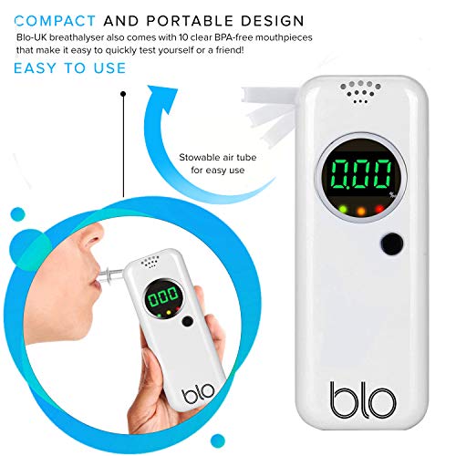 BLO Portable Breathalyser UK with 10 Mouthpiece Breath Alcohol Tester