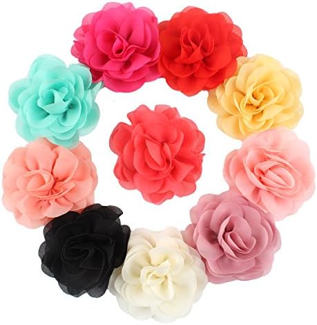 Queengirls Baby Girls' 3.5" DIY Flowers With Hair Clips For Women Teen Girls(10 pack)