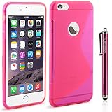 iPhone 6 Plus Case - LK S Shape Slim TPU Gel Rubber Soft Skin Silicone Case Cover for iPhone 6 Plus (5.5inch) + Stylus Pen (TPU - Hot Pink)