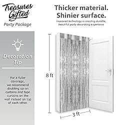 Metallic Silver Fringe Tinsel Curtain 3 x 8 Feet 2