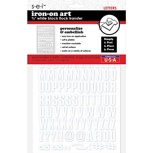 Sei 3/4" White Block Flock Iron-on Transfer Letters