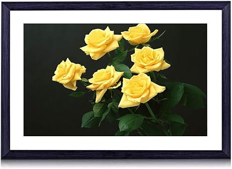 Amazon Co Jp 60cmx40cm 木製の黒色のフォトフレーム 黄色いバラ黒背景花 壁掛け 壁飾り 壁ポスター おしゃれ ウォールアート アートパネル 壁の絵 インテリア絵画 額縁 部屋飾り 装飾画 ホーム キッチン