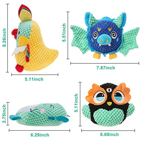 Ditucu 4 Packs Dog Plush Toys Sturdy Animal Squeaky Toys Interactive