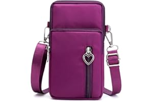ZZ HZYISIDA Zipper Crossbody Bag, Women Oxford 3-Layers Wristlet Shoulder Pouch Purse Armband Compatible for iPhone Xs Max 11 Pro Max XR X XS Max Samsung Galaxy S22 S21 FE S20 FE Google Pixel 6 5 4a 5G (Purple)