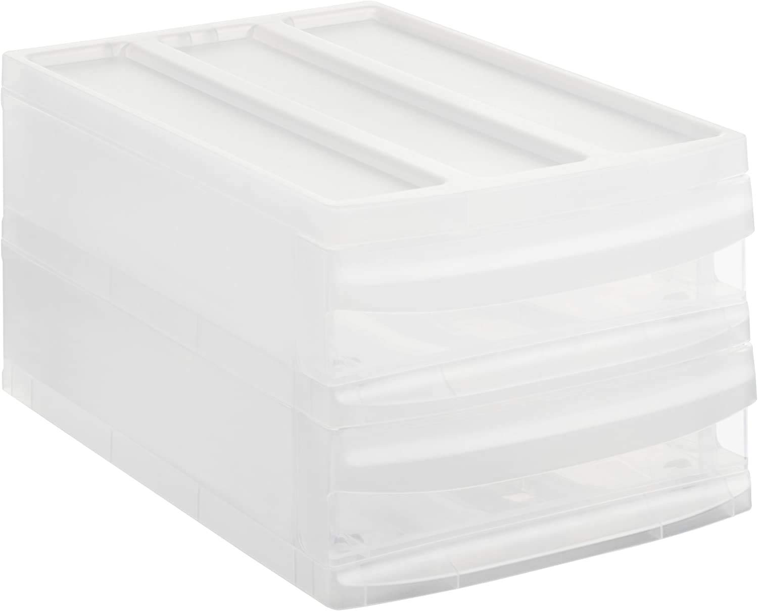Rotho, Systemix, Drawer box with 2 drawers M, Plastic (PP) BPA-free, transparent, M Duo (39,5 x 25,5 x 20,3 cm)