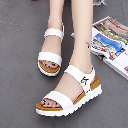 Sandals for Womens, FORUU Summer Flat Fashion Buckle Comfortable Ladies Shoes (8, White) - Thumbnail 5