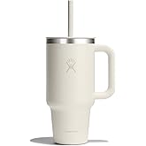 Hydro Flask Travel Tumbler with Handle, Lid and Straw - Insulated Stainless Steel in 32 Oz Ivory