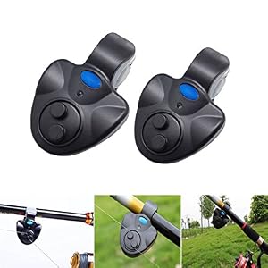 Majome 2 pcs électronique Lumière Led Pêche Alarme Bite Alarme Sonore Bell Buzzer Clip Sur Canne à Pêche