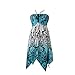 TINYHI Women's Top Pretty Handkerchief Halter Beach Dress Summer Printed Summer, Blue, Small