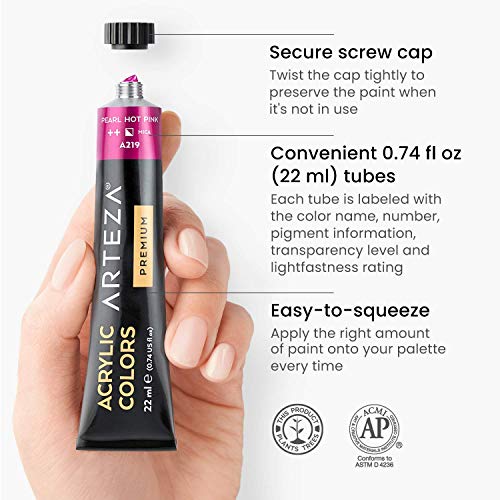 Arteza-Pintura-acrilica-metalica-36-colores-36-tubos-de-22-ml-Pinturas-acrilicas-para-lienzos-Acrilicos-resistentes-no-toxicos-Tubos-de-pintura-acrilica-para-artistas-principiantes-y-ninos