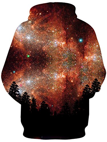 Loveternal Unisex Wolf Hoodie Galaxy 3D Graphic Print with Pocket Make Up Pullover Hoodies Sweatshirt for Women Men XL