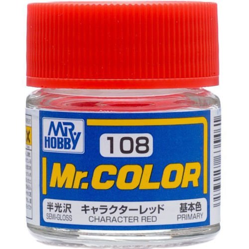 Gundam Mr. Color 108 - Character Red (Semi-Gloss / Primary) Paint 10ml. Bottle Hobby