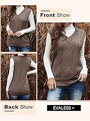 EVLAESS Womens Oversized Sweater Vest Fall Casual V