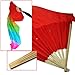 VStoy New 1.8M Hand Made Belly Dance Dancing Silk Bamboo Long Fans Veils Art Colorful
