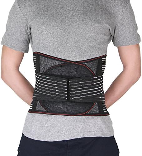 Adjustable Velcro Breathable Lumbar Support Belt Back Brace for Lower Back Pain Relief XL( Belly 30"-37")