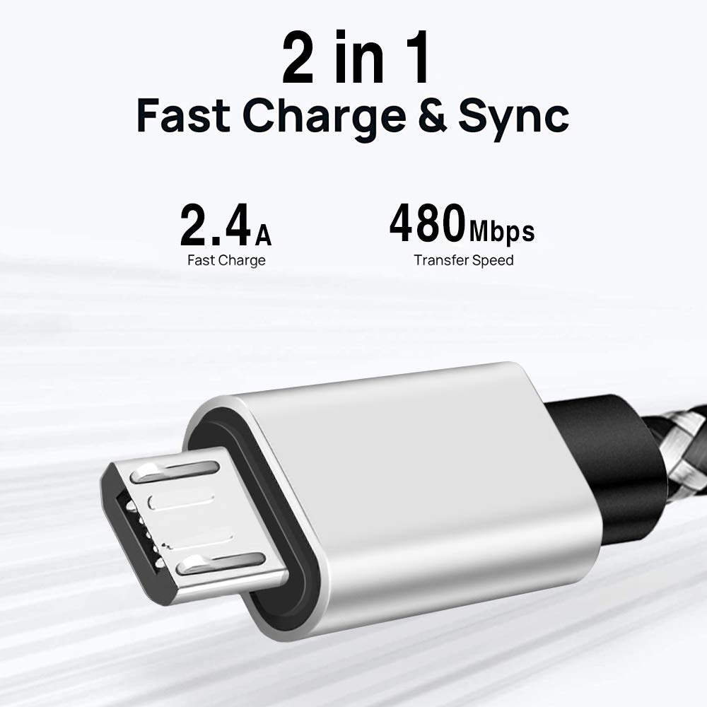 Micro USB Cable, 10ft 3 Pack Extra Long Charging Cord Nylon Braided High Speed Durable Fast Charging USB Charger Android Cable for Samsung Galaxy S7 Edge S6 S5,Android Phone,LG