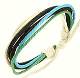 Neptune Giftware Dark Brown Leather Strap & Coloured Cords Leather Bracelet / Leather Wristband / Surf Bracelet - 63
