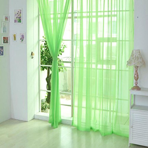Qisc Home Decoration 1 Pieces Sheer Curtains Window Treatment Rod Pocket Tulle Sheer Voile Curtains/Drapes/Panels (Multicolor C) - Thumbnail 3
