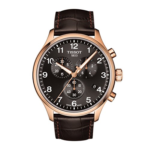 Men's Swiss Chronograph Chrono XL Classic T-Sport Brown Leather Strap Watch 45mm