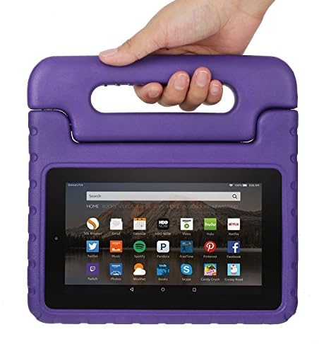CAM-ULATA Kids Case for Fire 7 2015, Shock Proof Light Weight Super Protective Handle Cover for Amazon Kindle Fire Tablet 7 Inch Display 2015, Purple