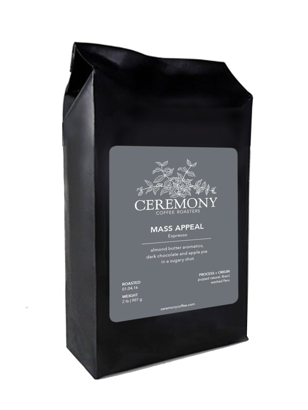 Ceremony Coffee Roasters - Mass Appeal House Espresso Blend - Specialty Whole Bean or Ground Coffee- 2lb Bag (French Press - Coarse Grind)