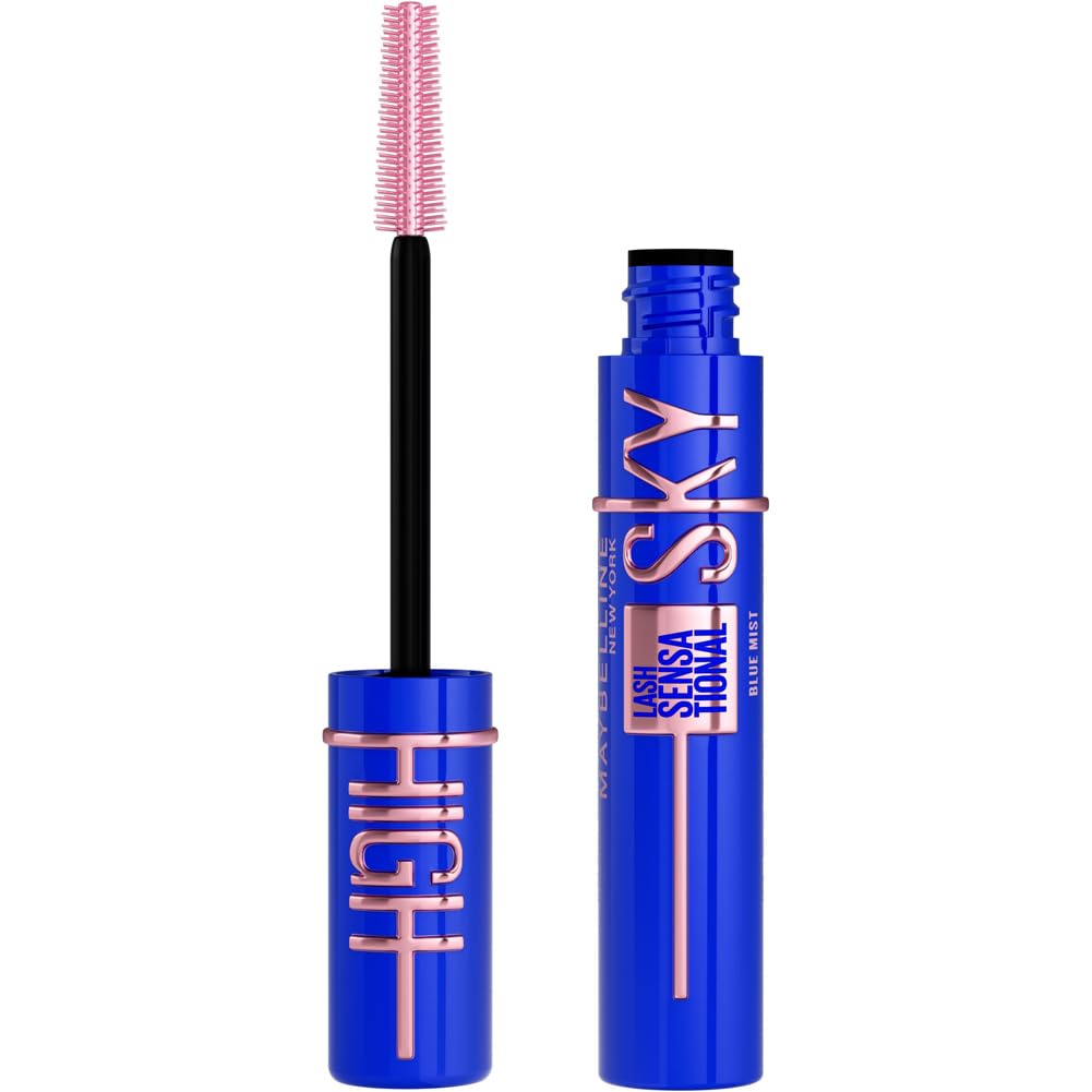Maybelline Blue Mascara, Lash Sensational Sky High Volumizing & Thickening, Eyelash Lengthening, Flake-Free Formula, Washable Coloured Mascara Infused with Bamboo Extract, Colour: Blue Mist